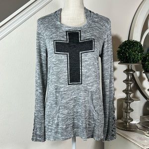 NOBO L(11-13) Grey Cross Thin Hoodie